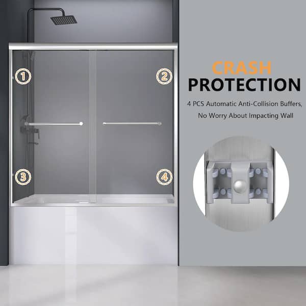 D56〜ページ！ Zeafive 56 to 60 in. W x 58 in. H Double Sliding Tub Door in