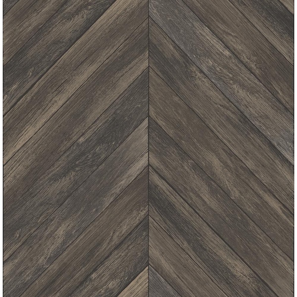 Parisian Dark Brown Parquet Paper Strippable Roll (Covers 56.4 sq. ft.)