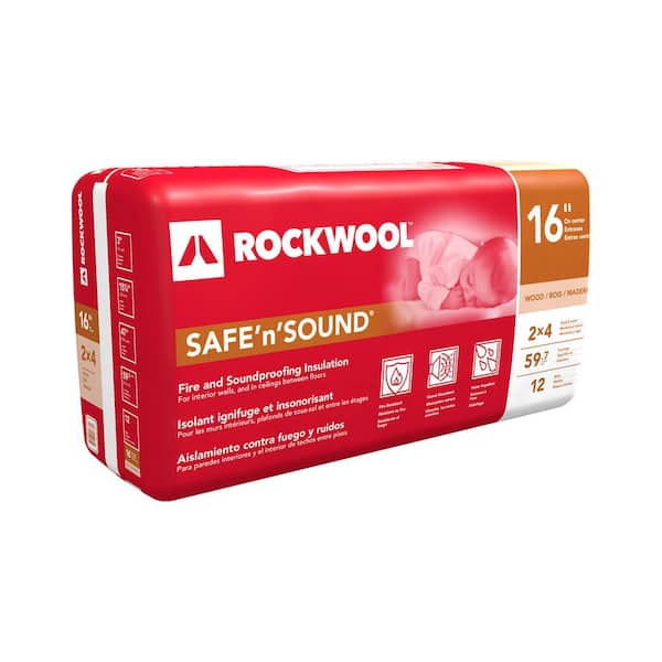 Rockwool Safe 'n' Sound 3 in. x 15-1/4 in. x 47 in. Soundproofing and Fire Resistant Stone Wool Insulation Batt (59.7 sq. ft.)