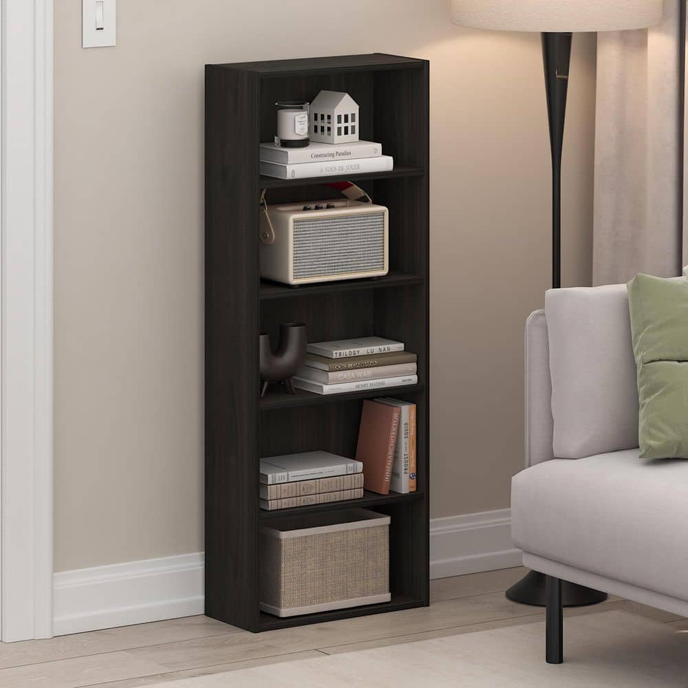 Furinno Basic 43.66 in. Tall Espresso Wood 5-Shelf Bookcase