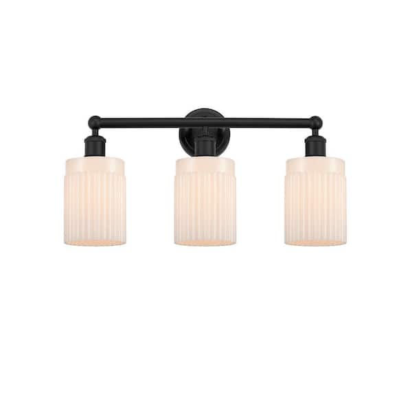Hadley 22.5 in. 3-Light Matte Black Vanity Light with Glass Shade