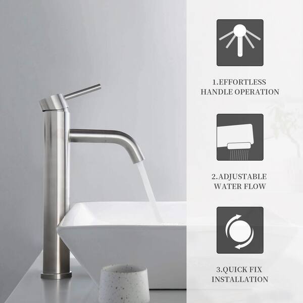 Inner Decor Fiona Single Handle Single Hole Bathroom Basin Faucet In Stainless Steel Brushed Nickel Famsh7051bn