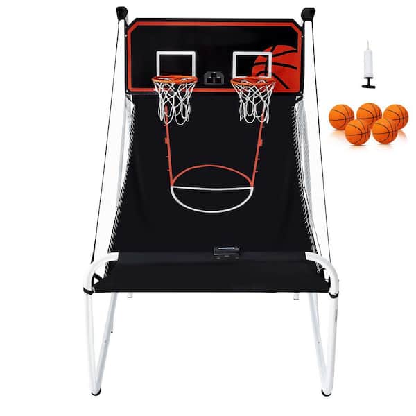 SKYSHALO Foldable Basketball Arcade Game, 2 Player Indoor Basketball Game, Home Dual Shot Sport with 5 Balls, 8 Game Modes