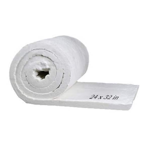 Wellco 24 in. x 32 in. Ceramic Fiber Blanket Fireproof Insulation Baffle Rated to 2400F for Furnace, Forging, Kiln and Stove