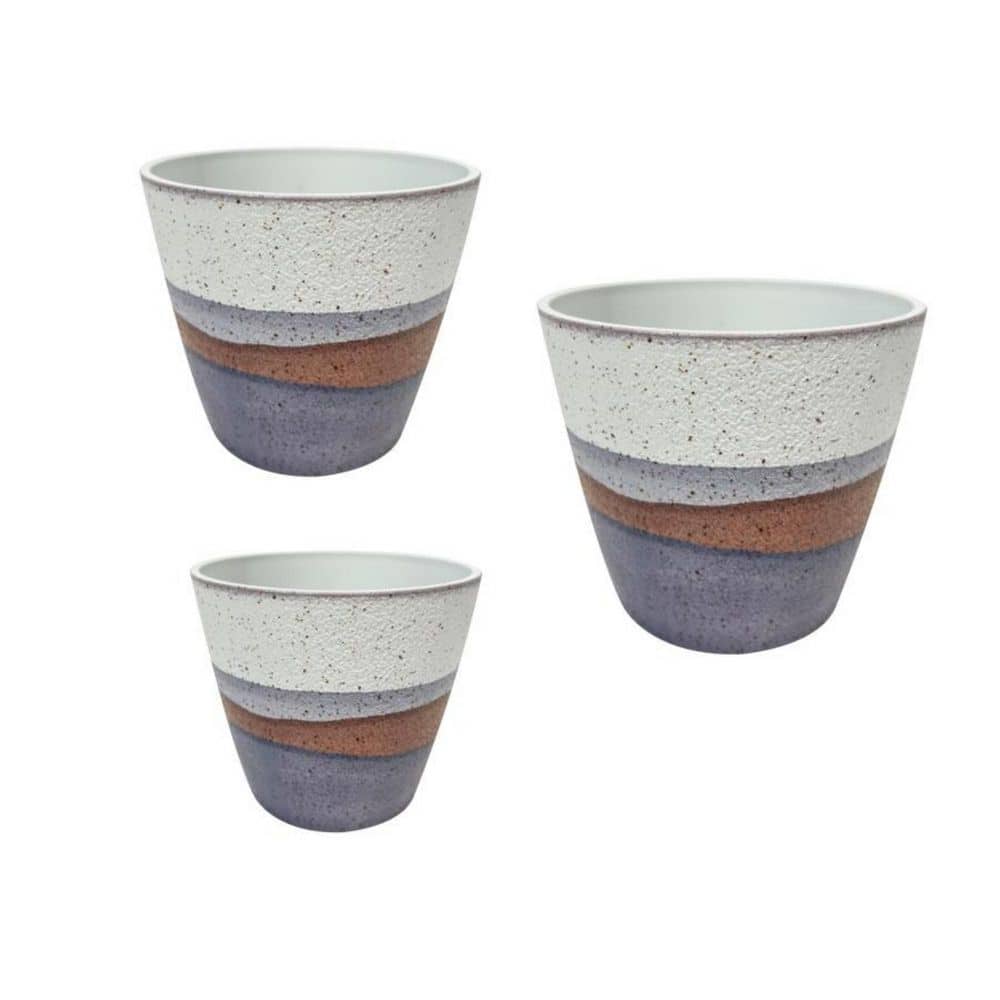 Rustic 4/5/6in Neutral Shades Round Polystone Planter Plastic pot for Indoo