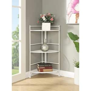 Xtra Storage 32.25 in. White Metal 3-Shelf Accent Bookcase with Folding Sides