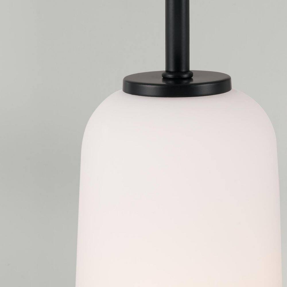 Matte Black Mini Pendant with Soft White Glass Shade