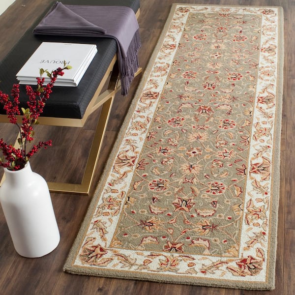 Chelsea Sage/Ivory 3 ft. x 10 ft. Floral Speckled Border Runner Rug