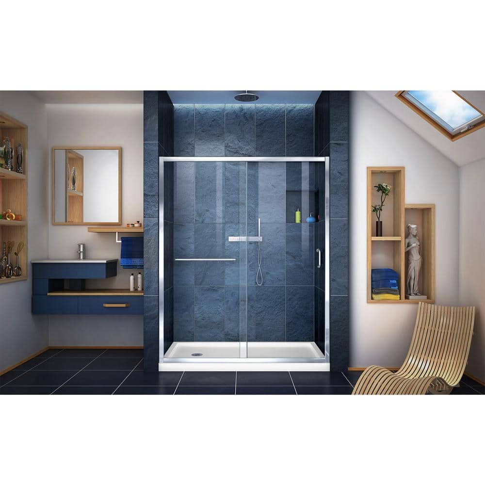 Infinity-Z 60" x 36" Frameless Sliding Shower Kit with Brushed Nickel Finish