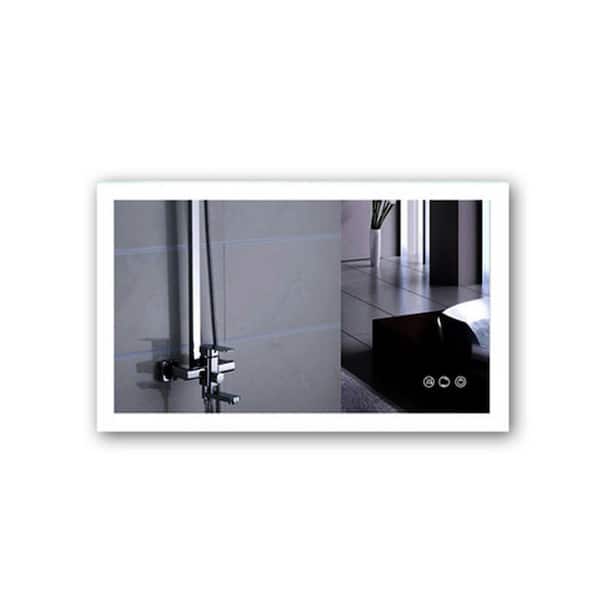 AOPSPS 40 in. W x 24 in. H Large Rectangular Frameless LED Light Wall Bathroom Vanity Mirror in Silver