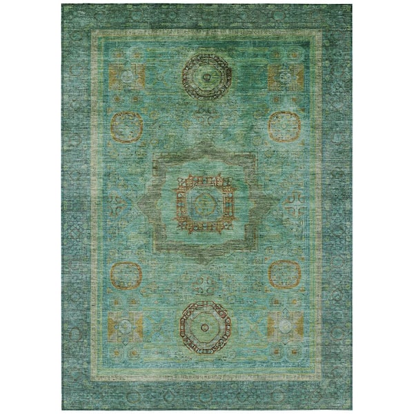 Chantille Machine Washable Indoor/Outdoor Abstract ACN2159 Green 8 ft. x 10 ft. Area Rug