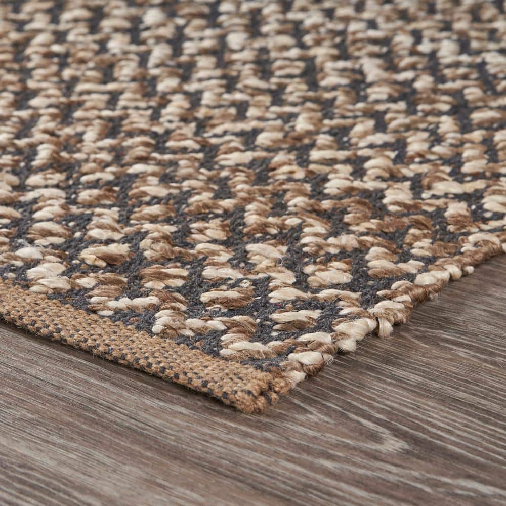 Gray and Beige Cotton Chevron Runner Rug, 2' x 5'8"