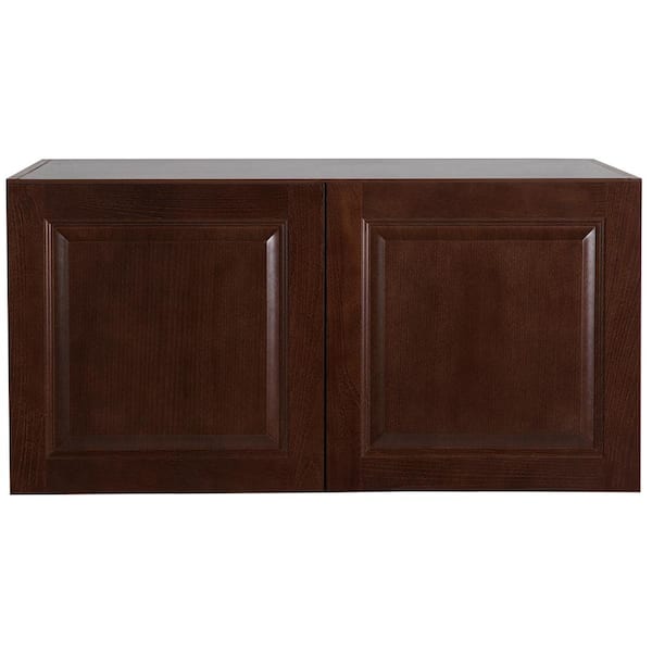 Hampton Bay Benton Assembled 36x18x24 in. Refrigerator Wall Cabinet in Amber