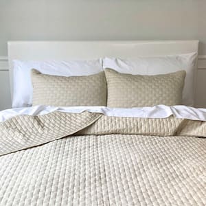 Melange Viscose from Bamboo Cotton Quilted Sand Queen Coverlet