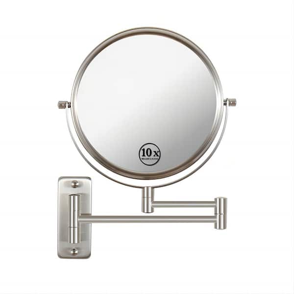 12 in. W x 16.8 in. H L Acrylic Alloy Metal Nickel Makeup Mirror Wall Mounted Adjustable Extending Folding Vanity Mirror