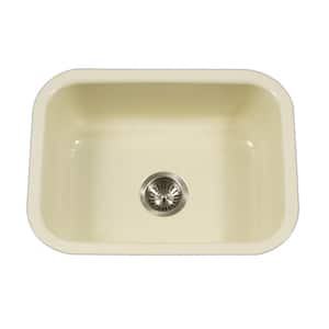 Porcela Series Undermount Porcelain Enamel Steel 23 in. Single Bowl Kitchen Sink in Biscuit