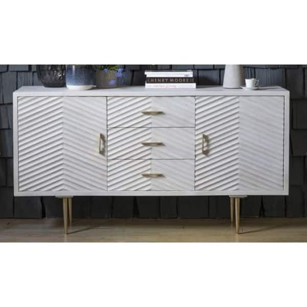 Urban Woodcraft Arista Whitewash, 60 in. Side Storage Cabinet