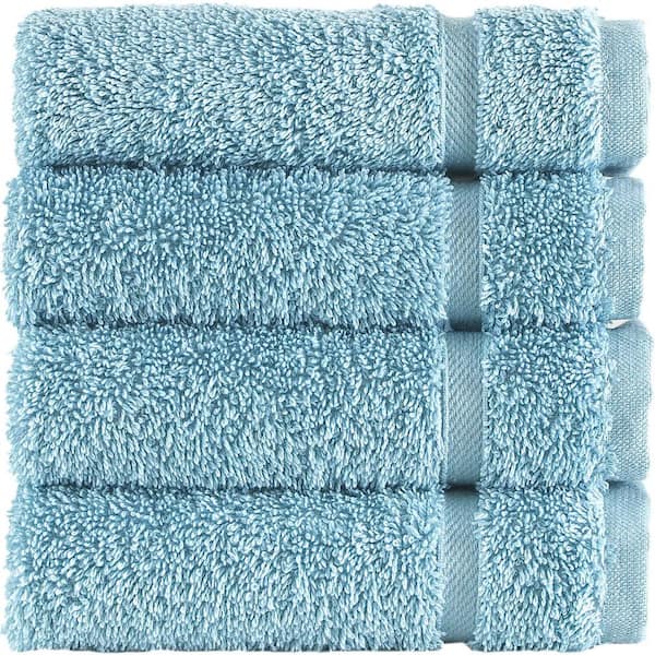 Unbranded 4-Piece 100% Cotton Premium Light Blue Washcloths-Quick-Dry, Absorbent Bath Towel Set