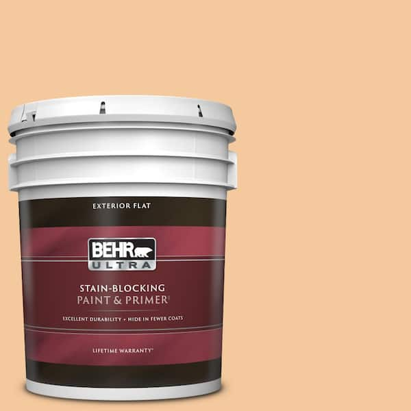 BEHR ULTRA 5 gal. #M240-4 Sheer Apricot Flat Exterior Paint & Primer