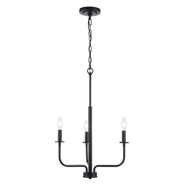 Bel Air Lighting Tennyson 3-Light Black Candle Chandelier Light Fixture