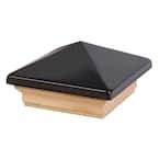 4 in. x 4 in. Black Pyramid Post Cap with Pine Base