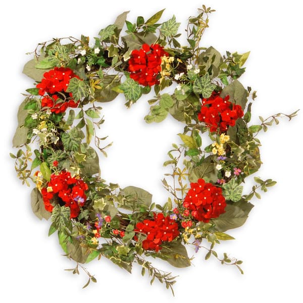 National Tree Company 32 in. Artificial Mixed Ivy/Flower Spring Wreath