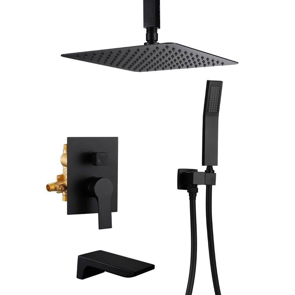 Vara Single Handle 1-Spray 3-Way Tub and Shower Faucet 1.8 GPM Ceiling Mount Shower Head in Matte Black Valve Included price history on PriceWatchPro