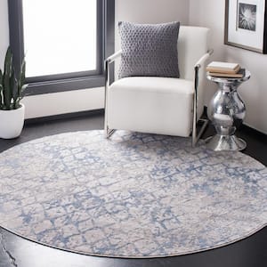 Amelia Light Gray/Blue 7 ft. x 7 ft. Round Abstract Area Rug