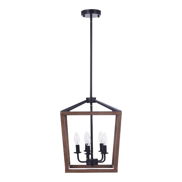 Merra 5 Light Dark Brown Farmhouse Chandelier With Oak Wood Lantern Frame Hcf 4002 00 Bnhd 1 Light Dark Brown Farmhouse Chandelier, Wood And Iron Lantern Chandelier