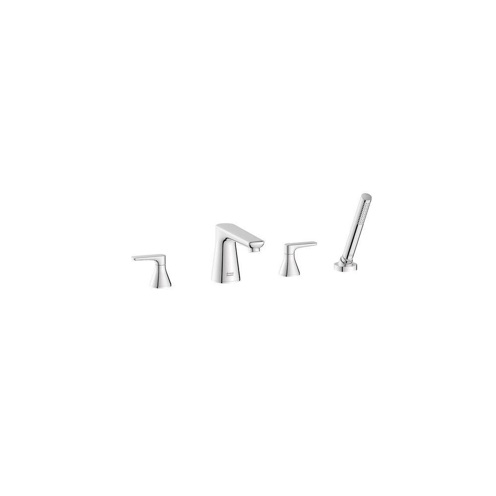 Polished Chrome 4-Hole Deck Mount Roman Tub Faucet with Hand Shower