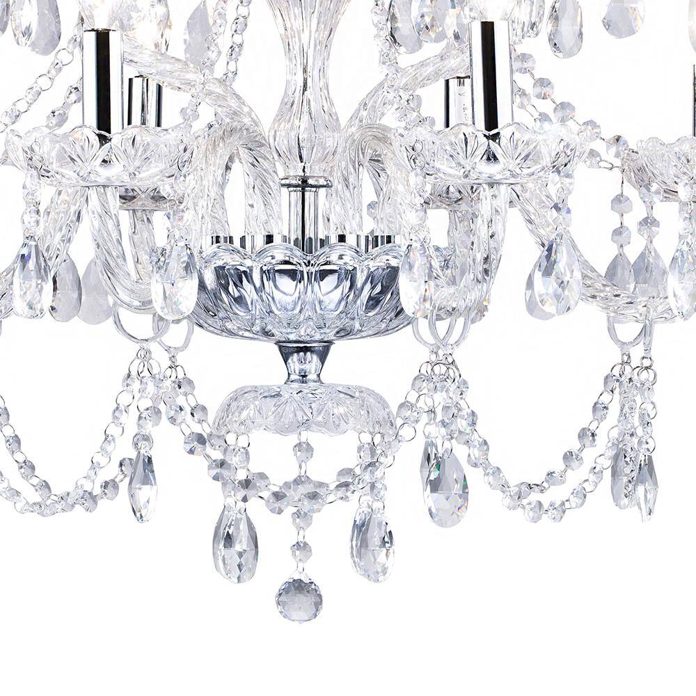 Chrome Mini Plug-in Candle Chandelier with Crystal Accents