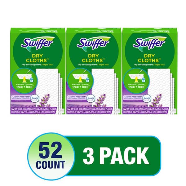 Swiffer Sweeper Unscented Dry Cloth Multi-Surface Refills for Duster Floor Mop (52-Count) (3 Pack)