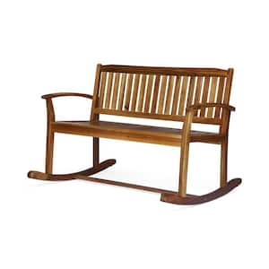 ANGELES HOME Wood Outdoor Rocking Chair and Foldable Table Set for ...