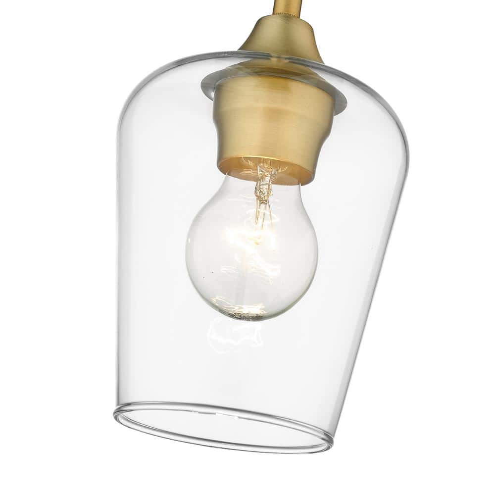 Joliet Contemporary Mini Pendant in Olde Brass with Large Glass Shade