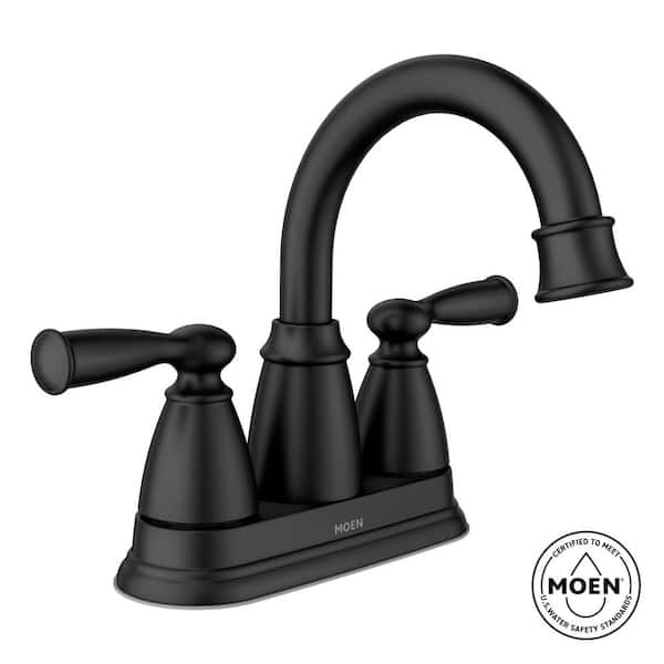 Banbury 4 in. Centerset Double Handle High-Arc Bathroom Faucet in Matte Black