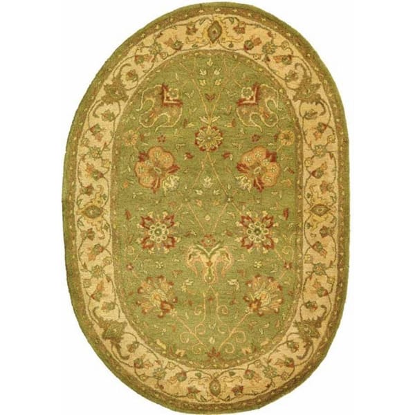 SAFAVIEH Antiquity Sage 8 ft. x 10 ft. Oval Border Area Rug