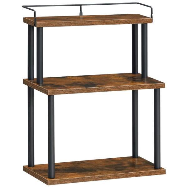 3-Tier Moveable Corner Countertop Organizer Shelf 15 in L x 7 in W x 19.7 in H with Rustic Brown Finish