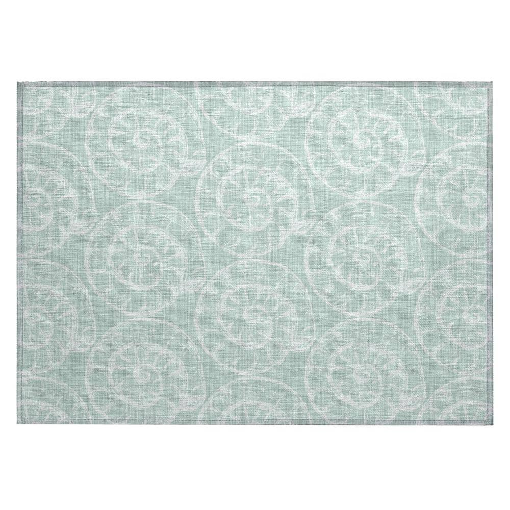 Surfside 1 ft. 8 in. x 2 ft. 6 in. Green Geometric Indoor/Outdoor Area Rug