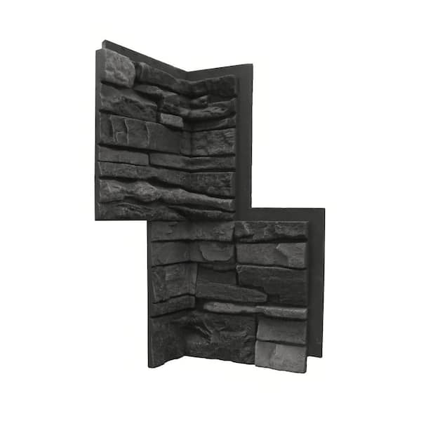 Stacked Stone Iron Ore 24 in. x 12 in. Faux Stone Siding Inside Corner Panel