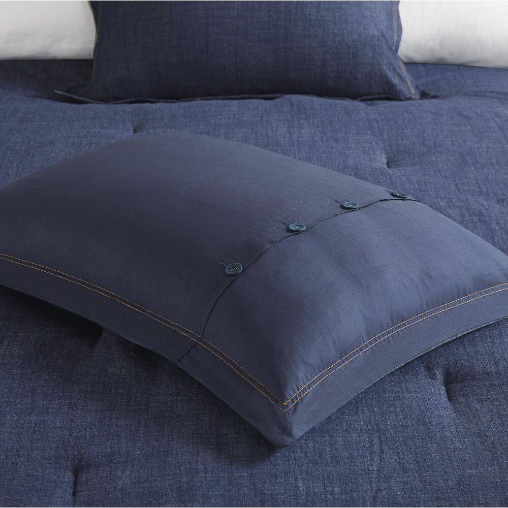 Perry Twin Blue Cotton Denim Comforter Set