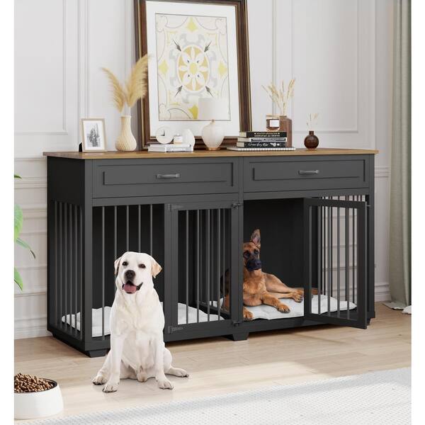 WIAWG Dog Crate Furniture for Extra Large Dogs, Large Furniture Style Dog  Crate with Removable Irons, Indestructible Dog Crate YLM-AMKF150160-01+02 -  The Home Depot