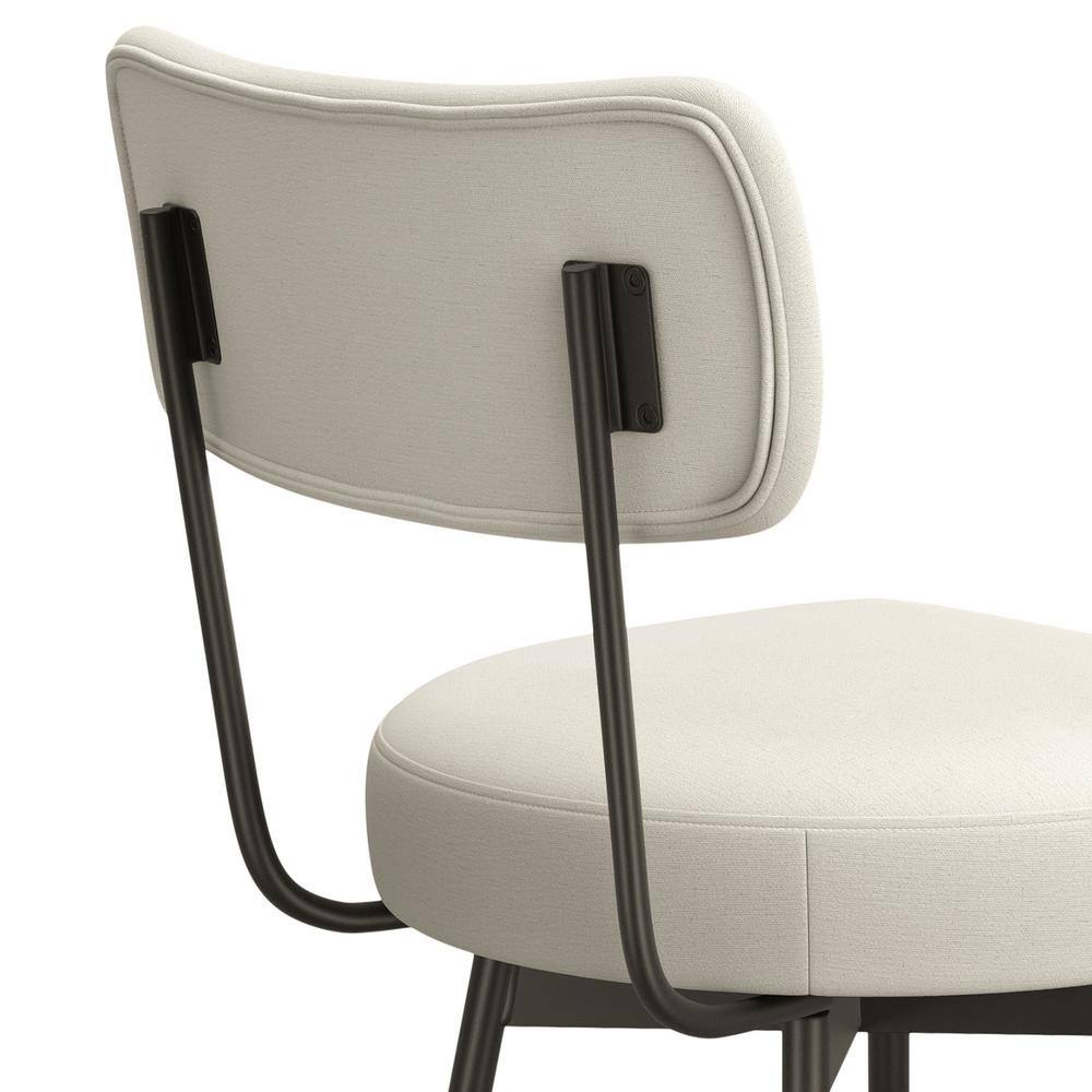 Natural Linen and Metal Swivel Bar Stool Set