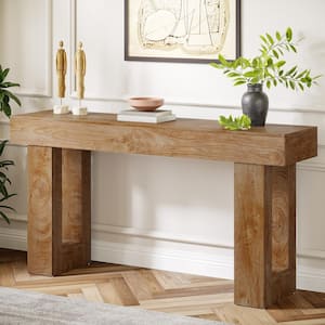 Turrella 63 in. Rustic Brown Sofa Table Rectangle Wood Console Table, Entryway Table for Entrance, Hallway, Living Room