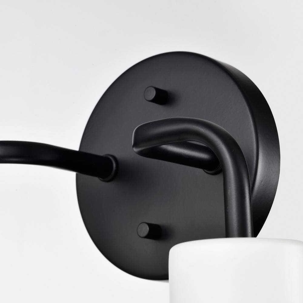 Sloan Matte Black and White Bell Vanity Light, 2-Light Direct Wire