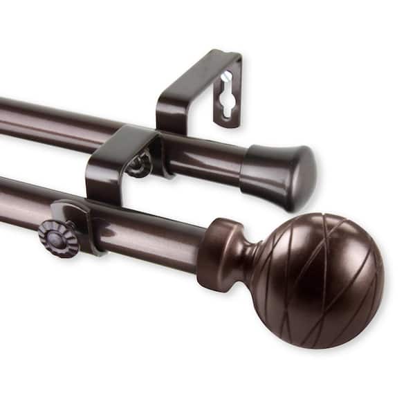 Rod Desyne Arman 66 in. - 120 in. Double Curtain Rod in Cocoa