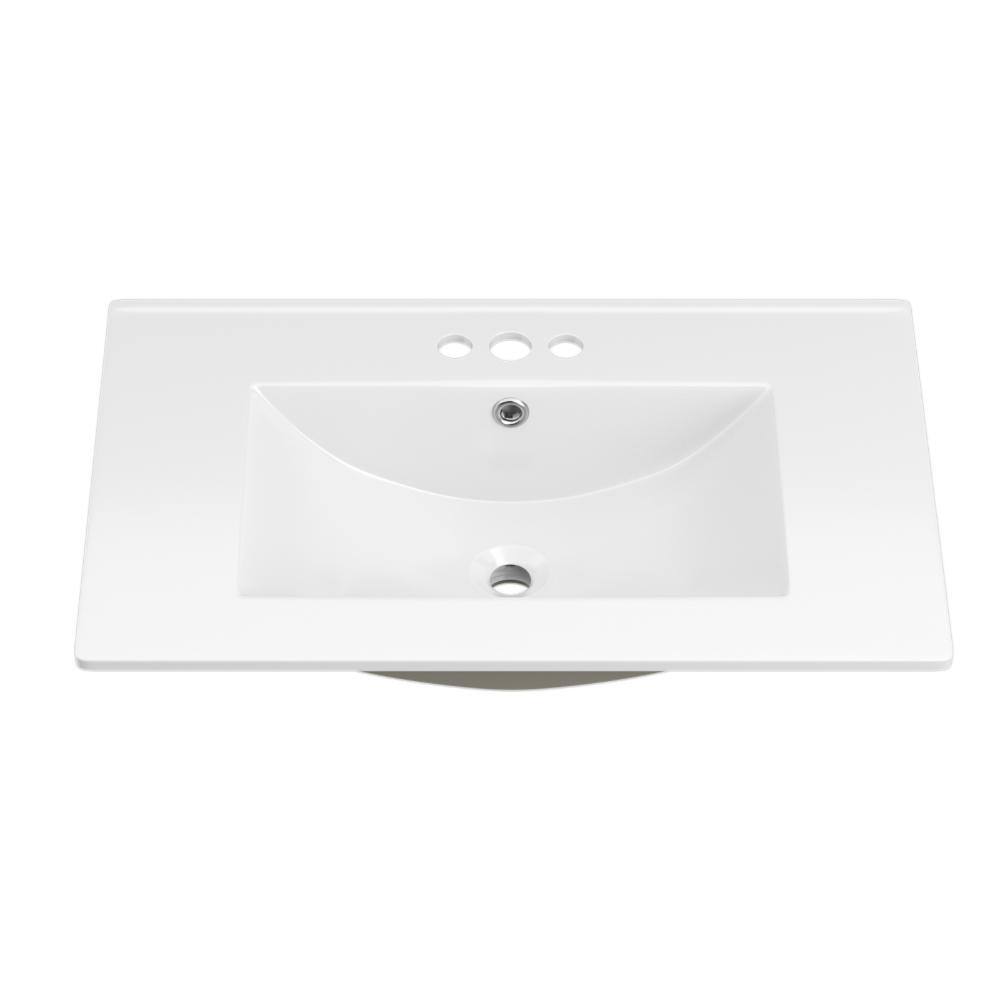 30 in. W x 18.25 in. D White Ceramic Rectangular Single Sink Basin Vanity Top with 3-Hole 4 in. Centerset price history on PriceWatchPro
