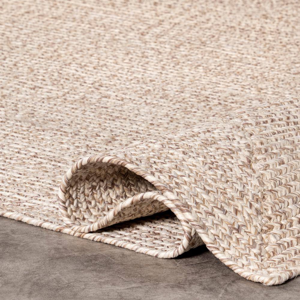 Tan Oval 4' x 6' Braided Synthetic Indoor/Outdoor Rug