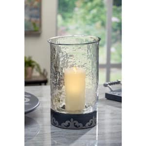 Gray-Washed Metal-Inlay Candle Holder