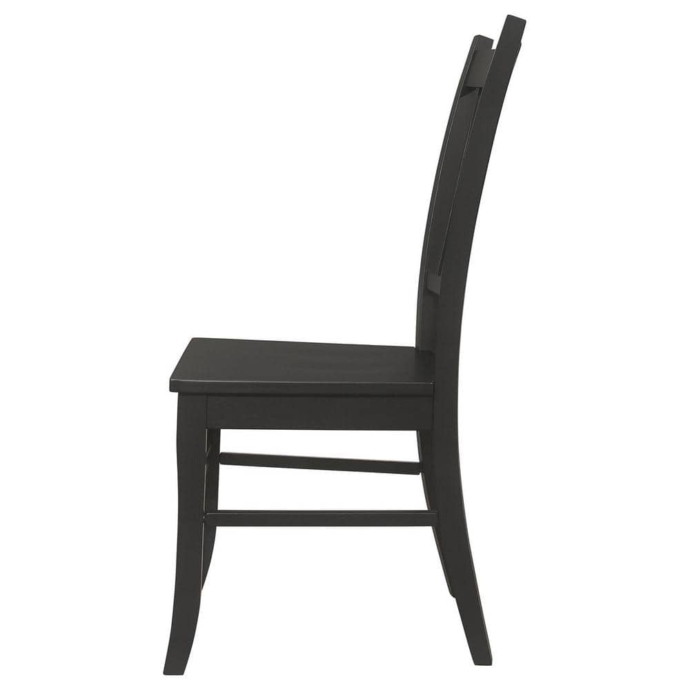 High Black Wood Slat Back Side Chair
