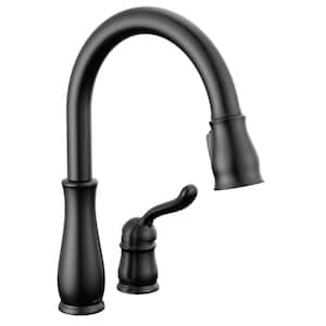 Leland Single-Handle Water Efficient Pull-Down Sprayer Kitchen Faucet in Matte Black